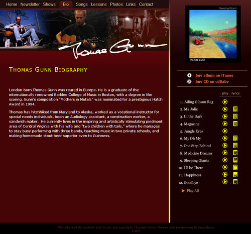 Thomas Gunn Music page image